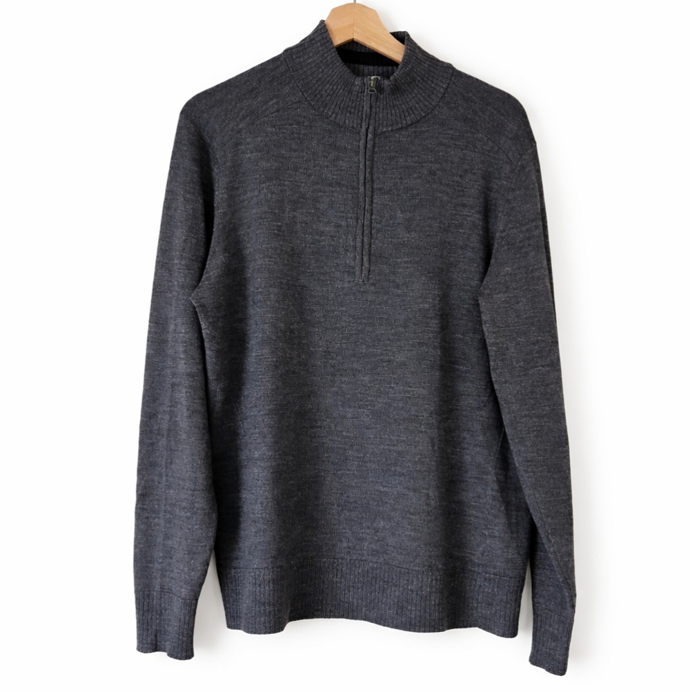 Smartwool Kiva Ridge 1/4 Zip Sweater Mens Large Merino Wool Gray Outdoor